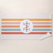 Serviette De Plage Monogramme Retro Grandes Colorées Personnalisées (Devant)