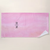Serviette De Plage Monogramme rose (Devant)