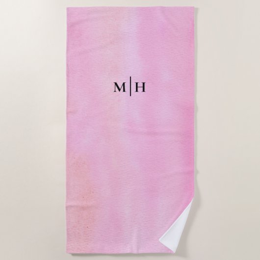 Serviette De Plage Monogramme rose (Devant)