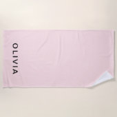 Serviette De Plage Monogramme rose et nom personnalisé | Personnalisé (Devant)