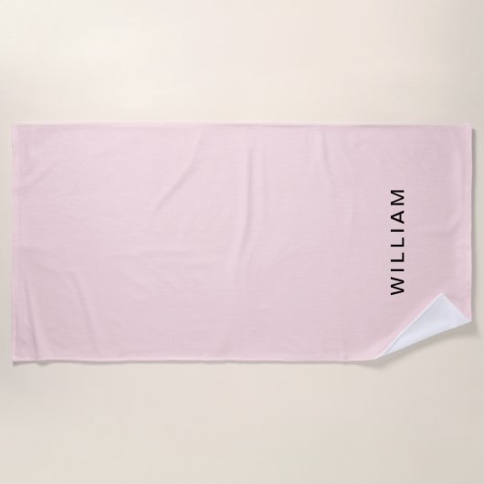 Serviette De Plage Monogramme rose et nom personnalisé | Personnalisé (Devant)