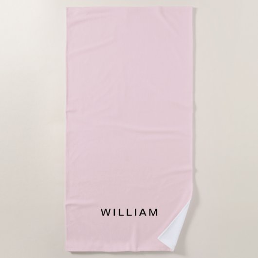 Serviette De Plage Monogramme rose et nom personnalisé | Personnalisé (Devant)