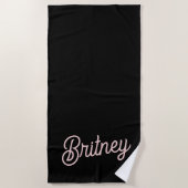 Serviette De Plage Monogramme rose roux noir moderne Nom (Devant)