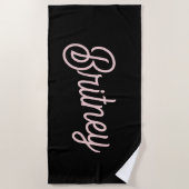 Serviette De Plage Monogramme rose roux noir moderne Nom (Devant)