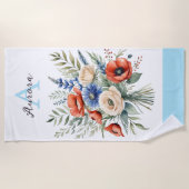 Serviette De Plage Monogramme Rustique Bouquet Fleur sauvage Joli été (Devant)