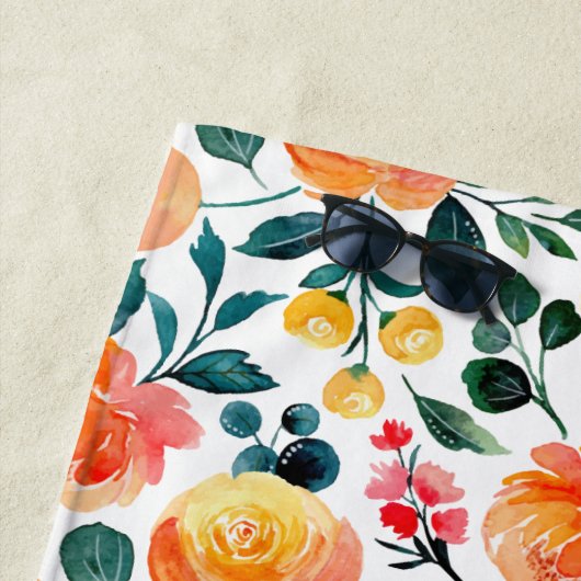 Serviette De Plage Monogramme Rustique Jaune Orange Aquarelle (En situation)