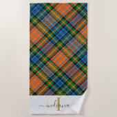 Serviette De Plage Monogramme Rustique Plaid Murray Tartan Personnali (Devant)