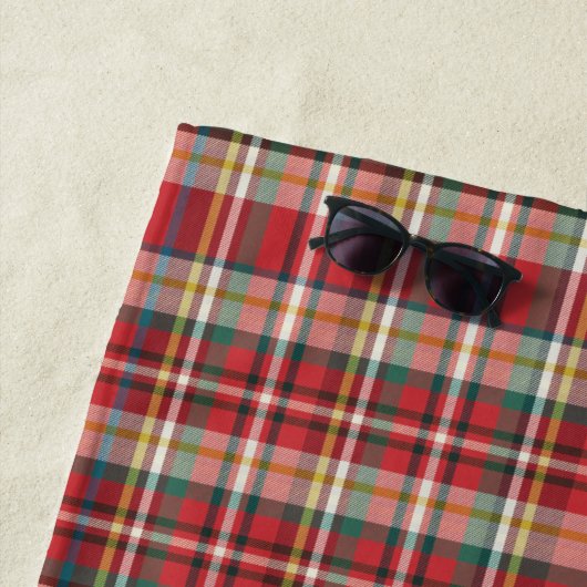 Serviette De Plage Monogramme Rustique Plaid Nom du script Vacances r (En situation)