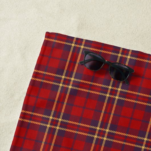 Serviette De Plage Monogramme, Scottish Highland clan rouge plaid tar (En situation)