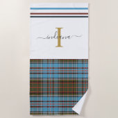 Serviette De Plage Monogramme Script Plaid Tartan Clan Anderson Check (Devant)