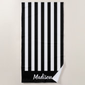 Serviette De Plage Monogramme simple moderne noir et blanc (Devant)