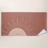 Serviette De Plage Monogramme Soleil Minimal Terracotta Bachelorette  (Devant)