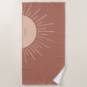 Serviette De Plage Monogramme Soleil Minimal Terracotta Bachelorette  (Devant)