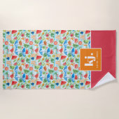Serviette De Plage Monogramme stylé d'été amusant (Devant)