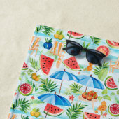Serviette De Plage Monogramme stylé d'été amusant (En situation)