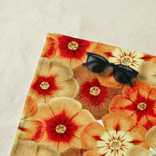 Serviette De Plage Monogramme super Retro Orange Hippie Fleurs (En situation)