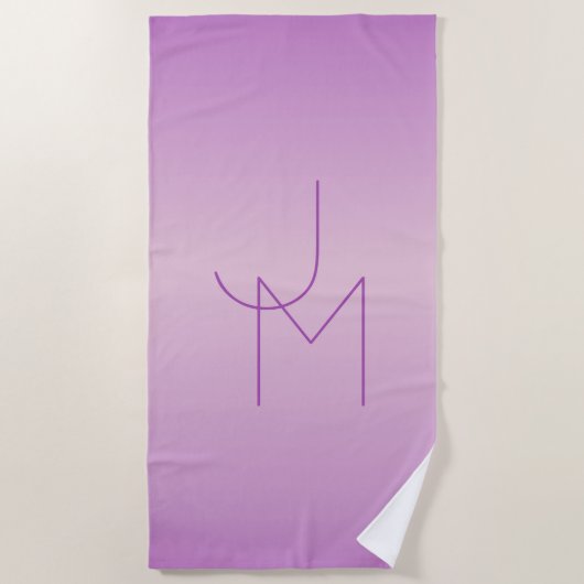 Serviette De Plage Monogramme superposé unique | Rose lilas doux (Devant)