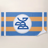 Serviette De Plage Monogramme sur les rayures larges du bleu et du (Devant)