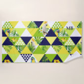 Serviette De Plage Monogramme Trendy Cockatoo Parrot Floral (Devant)