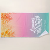 Serviette De Plage Monogramme Tropical Ombre Summer Vibes (Devant)
