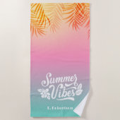 Serviette De Plage Monogramme Tropical Ombre Summer Vibes (Devant)