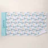 Serviette De Plage Monogramme Tropical Summer Palm Trees Soleil Turqu (Devant)