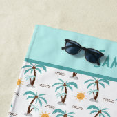 Serviette De Plage Monogramme Tropical Summer Palm Trees Soleil Turqu (En situation)
