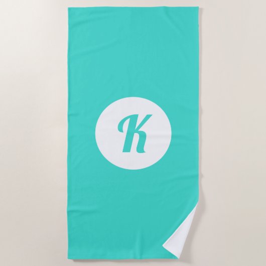 Serviette de plage Monogrammé Turquoise (Devant)