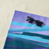 Serviette De Plage Monogramme violet, Aqua, Turquoise & Vert Art Abst (En situation)