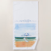 Serviette De Plage Monogrammed Beach Scene (Devant)