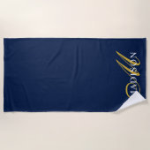 Serviette de plage Monogrammed Gold Navy (Devant)