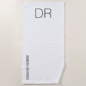 Serviette De Plage monogrammed moderne simple blanc (Devant)