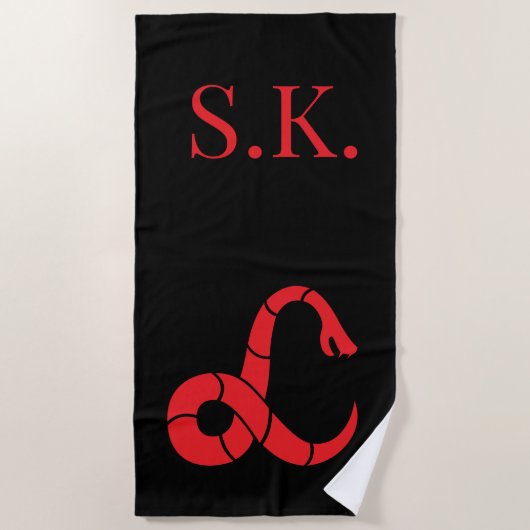Serviette de plage monogrammée avec design de logo (Devant)