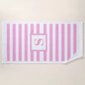 Serviette de plage monogrammée rose (Devant)