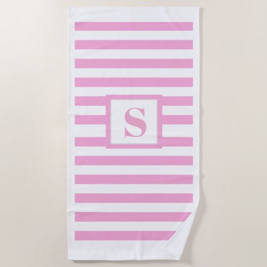 Serviette de plage monogrammée rose (Devant)
