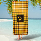 Serviette De Plage Monogrammes Brown Motif en beige