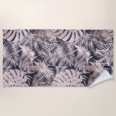 Serviette De Plage Monographie de feuilles tropicaux en fausse feuill (Devant)