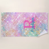 Serviette De Plage Monographie de la fausse parties scintillant rose  (Devant)