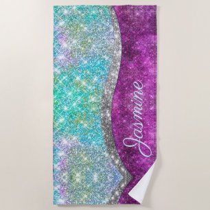 Serviette De Plage Monographie de la fausse parties scintillant turqu