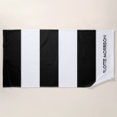 Serviette De Plage Monographie de marque moderne rayures noir et blan (Devant)