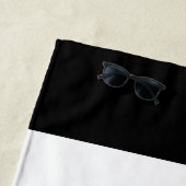 Serviette De Plage Monographie de marque moderne rayures noir et blan (En situation)