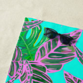 Serviette De Plage Monstera Palm feuille coleus tropical turquoise ro (En situation)
