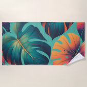 Serviette De Plage Monstera Tropical Aquarelle Verdure Palm Feuilles (Devant)