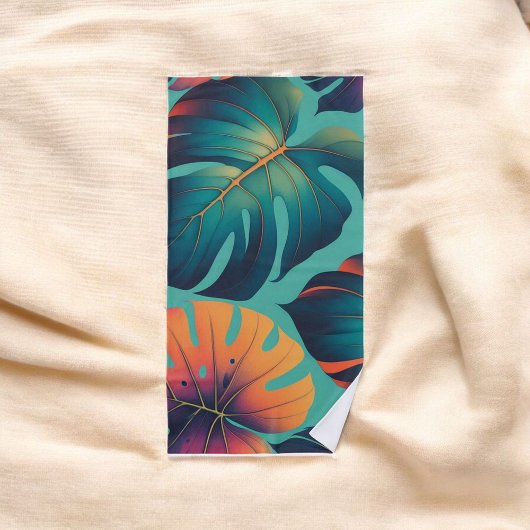 Serviette De Plage Monstera Tropical Aquarelle Verdure Palm Feuilles