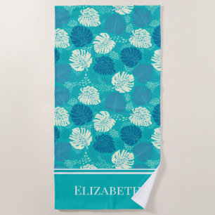 Serviette De Plage Monstère côtière turquoise et blanche Nom personna