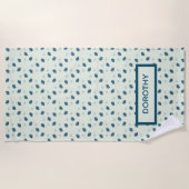 Serviette De Plage Monstère tropicale monogramme feuille sur bleu (Devant)