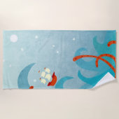 Serviette De Plage Monstre de mer de bateau à voile (Devant)