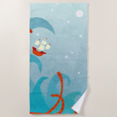 Serviette De Plage Monstre de mer de bateau à voile (Devant)