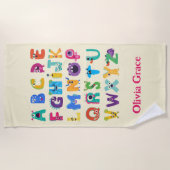 Serviette De Plage Monstre Personnalisé ABC Monstres Silly Alphabet (Devant)