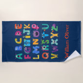 Serviette De Plage Monstre Personnalisé ABC Monstres Silly Alphabet (Devant)